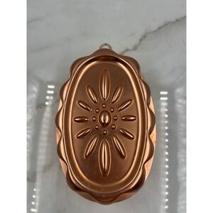 Vintage Spring Copper Jello Mold 3 Cup Oval Sunburst Floral Wall Decor Pan